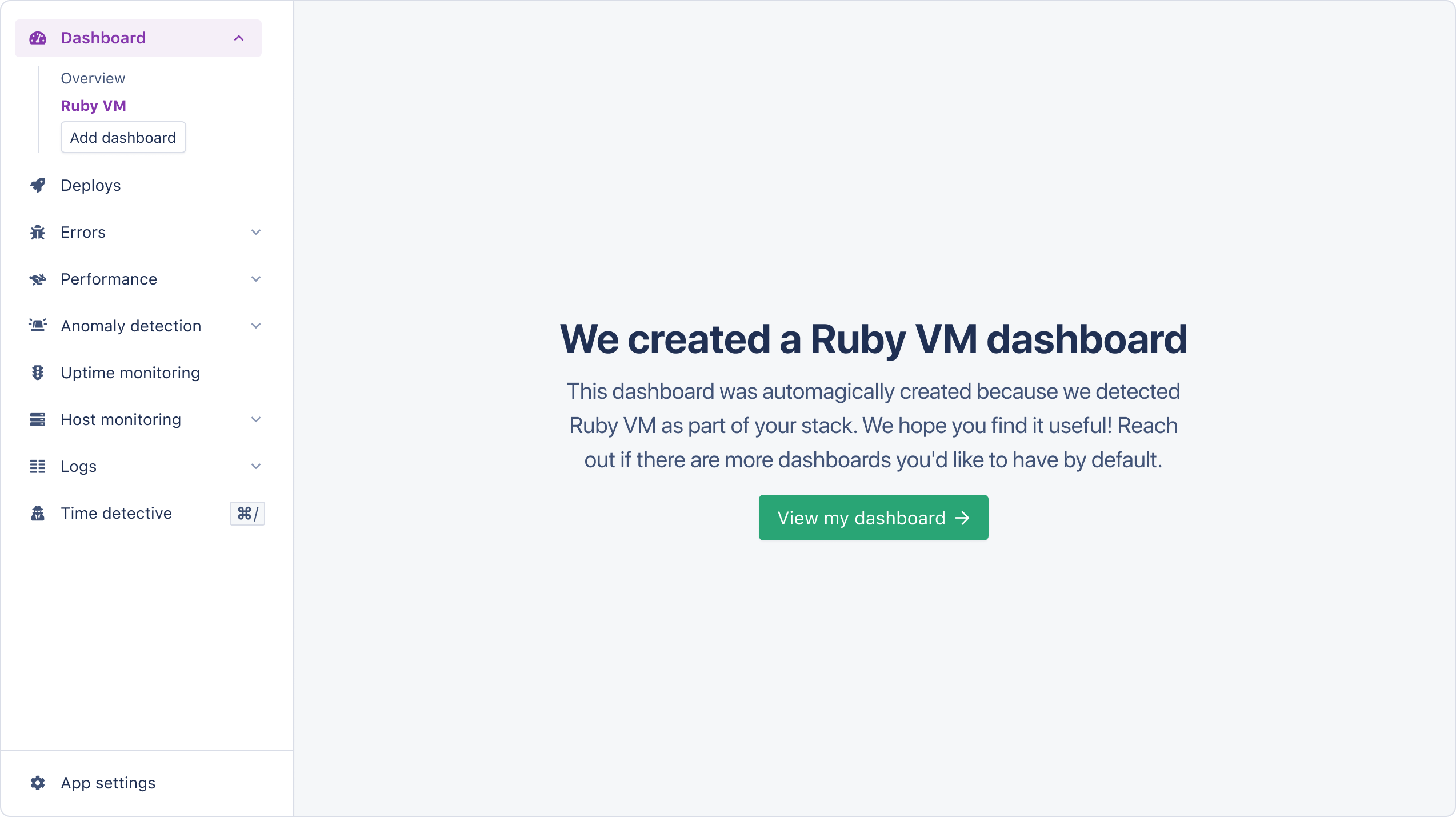Ruby VM Magic Dashoard creation