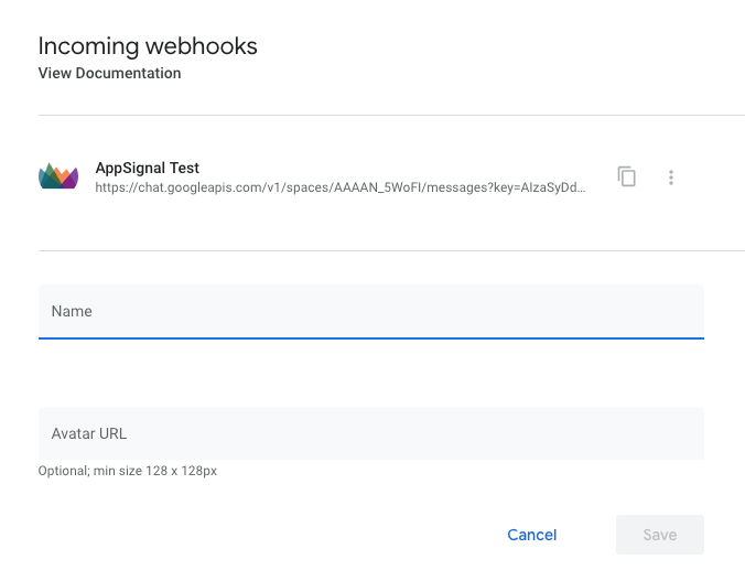 Configure Hangouts Webhook